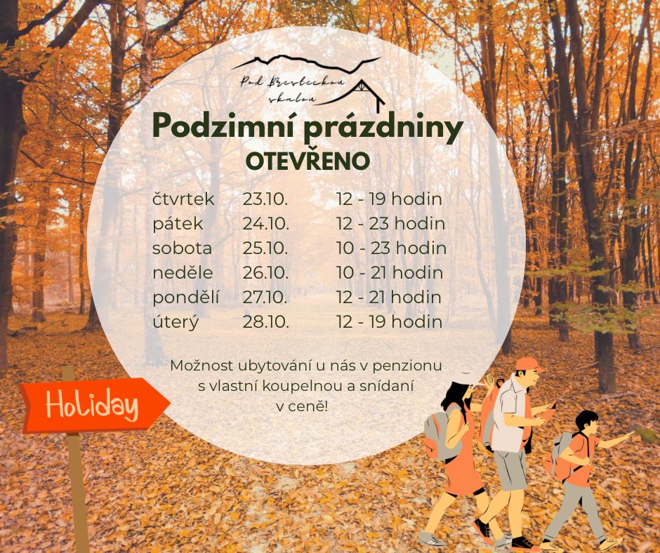 Podzimní prázdniny - OTEVŘENO