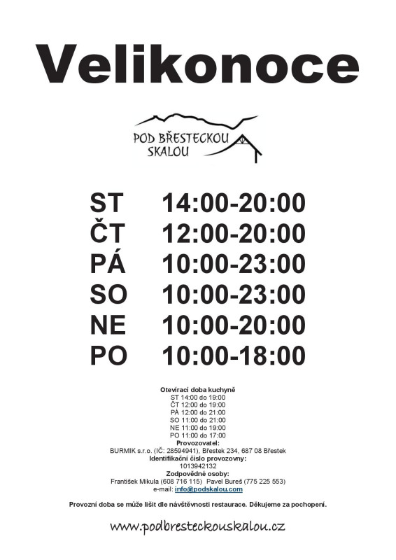 Velikonoční otvírací doba